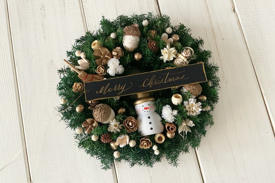 スノーマンのクリスマスリースmini J (17cm) | iichi 日々の暮らしを