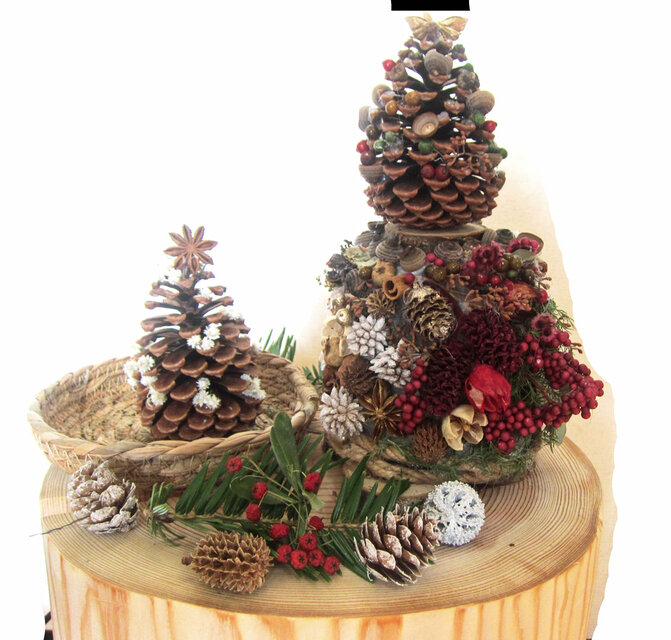 木ノ実アレンジ クリスマス クリスマスツリー 6点セット 松ぼっくりと
