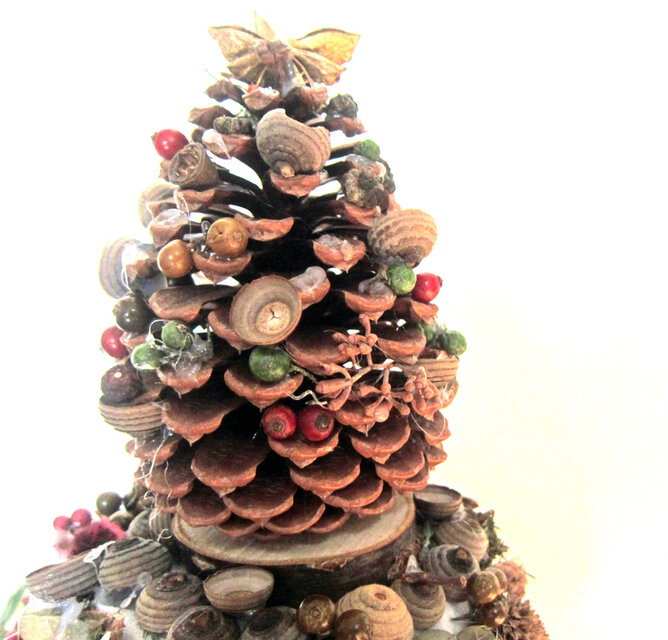 6点セット 松ぼっくりと木の実のクリスマスツリー アレンジ自由 イエス