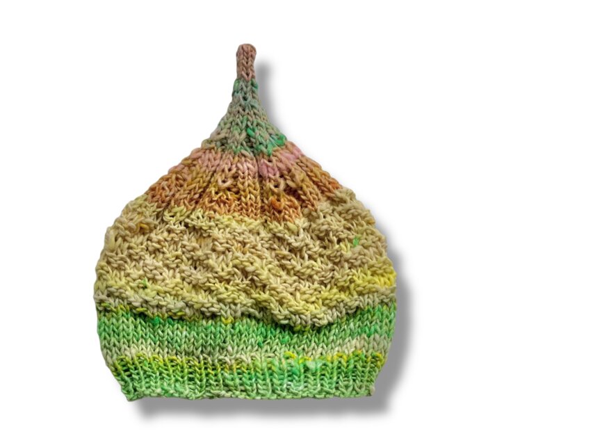 １点限定！　新作2025どんぐりニット帽子　野呂英作毛糸使用　ピスタチオクリーム