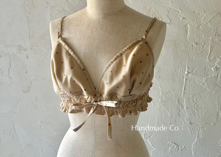 Choose! シンプルな、、ストレスフリー ブラ : : beige dots