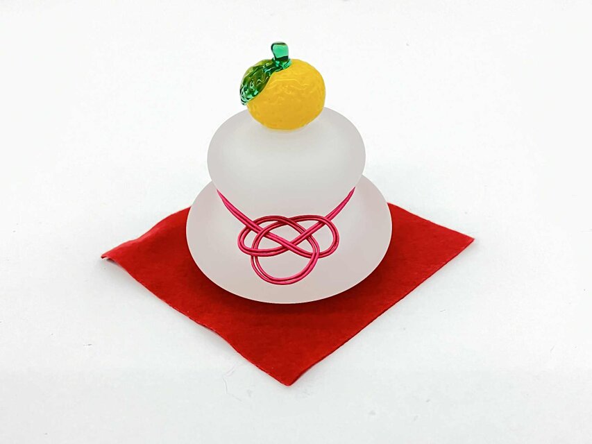 ARTなガラス鏡もち(橙・マットタイプ）