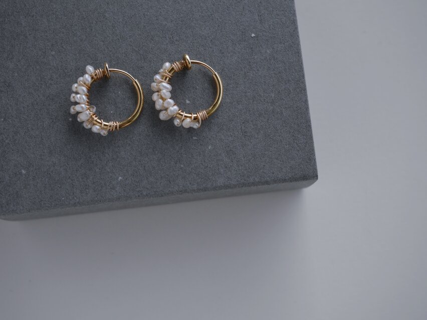 淡雪 ｜ 淡水パールのフープイヤリング