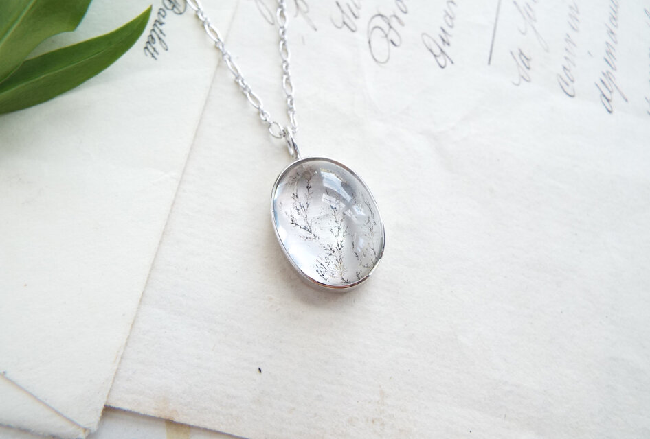 【一点物】デンドリティッククォーツのペンダントトップ（白露）ダブレット