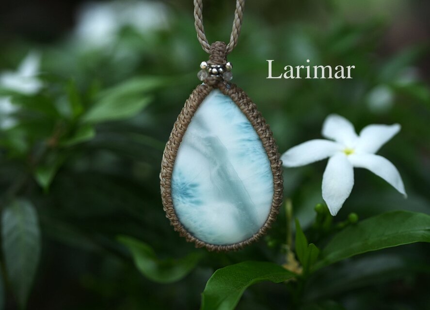 雷波ライン★Larimar マクラメネックレス1892