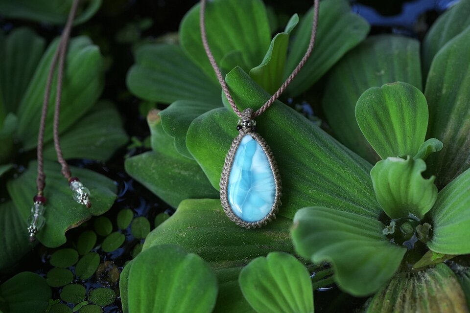 海の波の涙☆高品質☆Larimar マクラメネックレス1893 | iichi 日々の