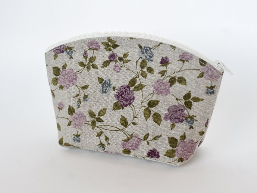 Posh 花柄刺繍ポーチ 花刺繍ポーチ 紫 | iichi 日々の暮らしを心地よくするハンドメイドや