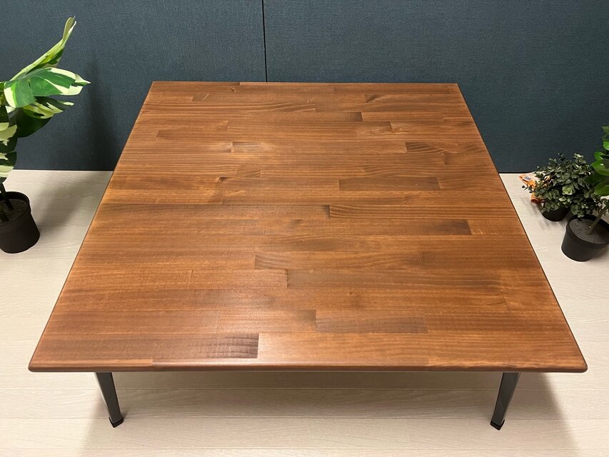 送料無料】 ローテーブル 正方形 90cm パイン ブラウン 折りたたみ脚