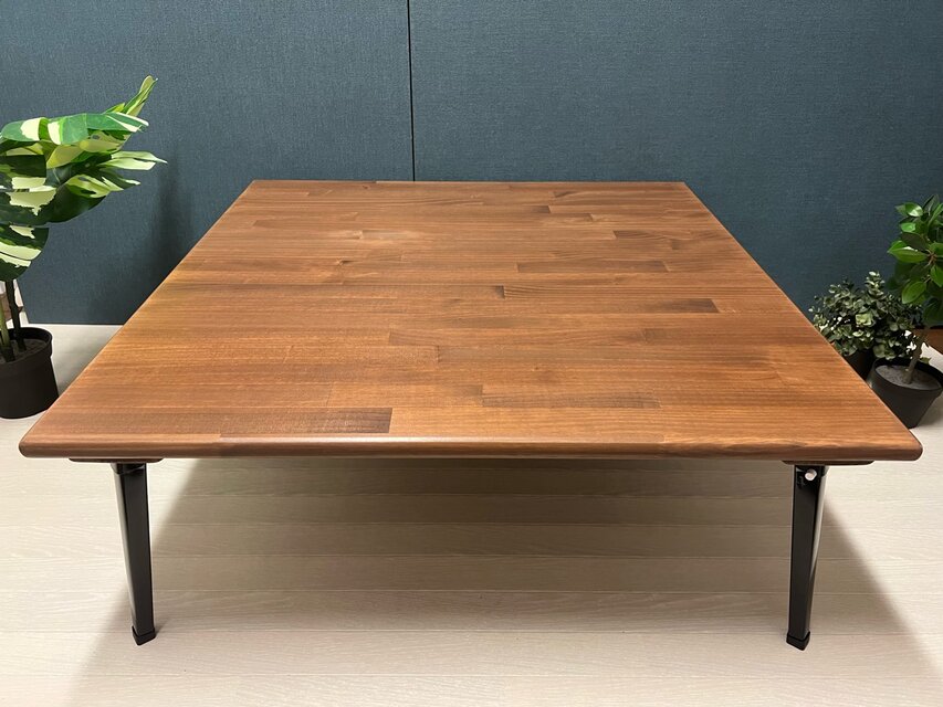 送料無料】 ローテーブル 正方形 90cm パイン ブラウン 折りたたみ脚