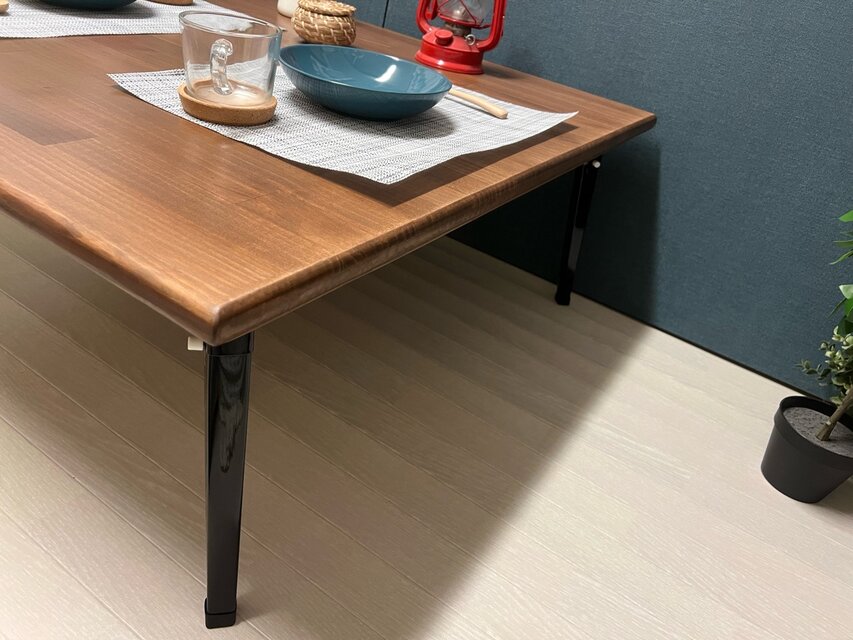 送料無料】 ローテーブル 正方形 90cm パイン ブラウン 折りたたみ脚