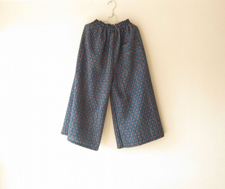 ☆ウール着物ガウチョパンツ☆和柄♪/31kg087