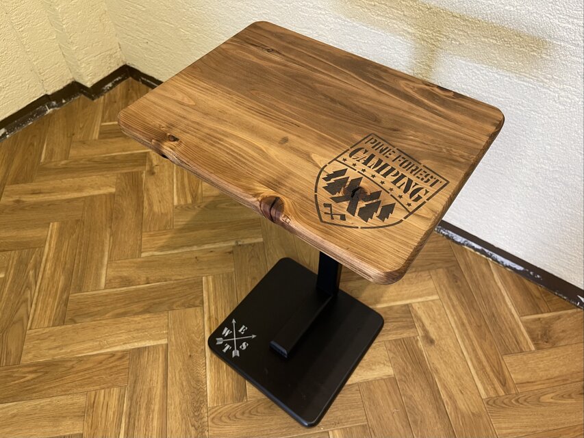 hotaru 在庫あり　即納　サイドテーブル　机　杉材　ソファーテーブル　棚付き　ダーク　ブラック　ステンシル　横型