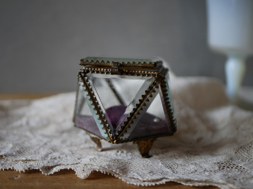 ナポレオン三世　ベベルガラスのジュエリーボックス 　フランスアンティーク