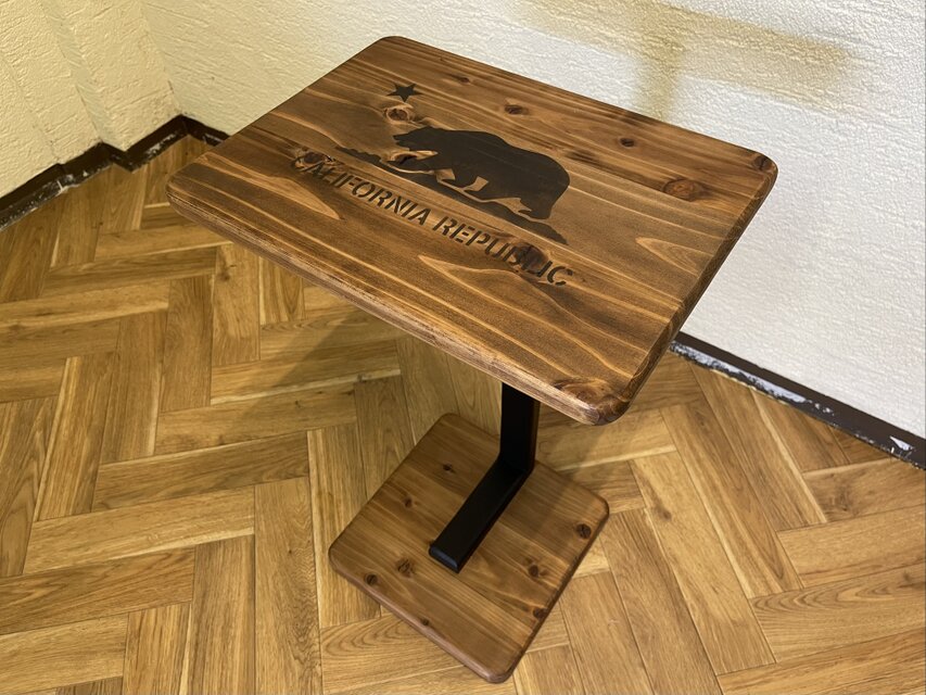 hotaru 在庫あり　即納　サイドテーブル　机　杉材　ソファーテーブル　ダークウォールナット　ブラック　ステンシル　横型