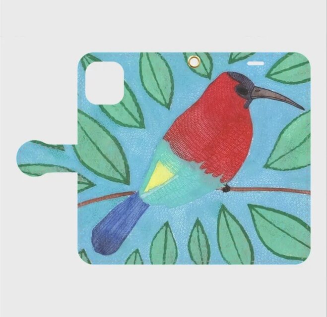 風をまとって舞う赤い翼──キゴシタイヨウチョウ・ピカローザの帯ありiPhoneケース