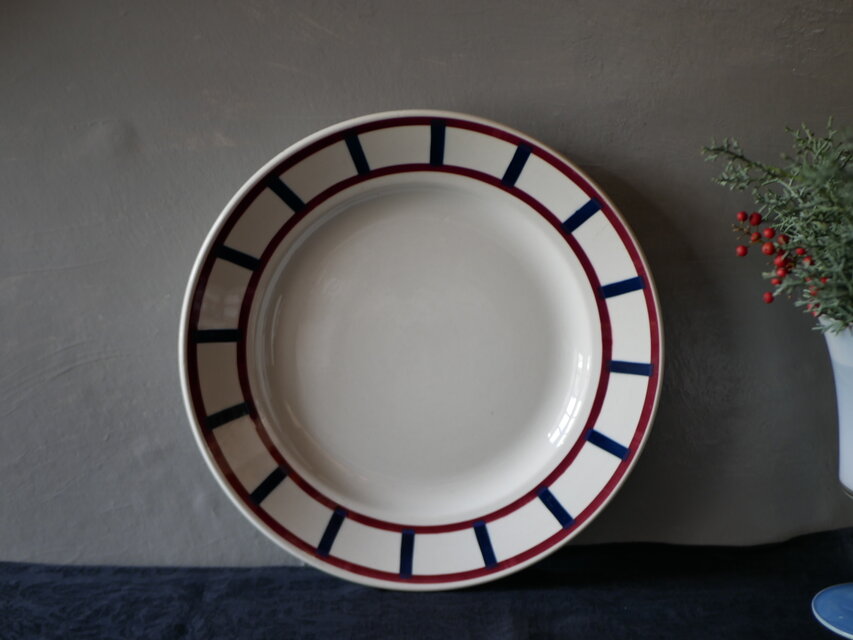 バスク柄　大皿　フランスアンティーク　ブロカント　アンティークのある暮らし