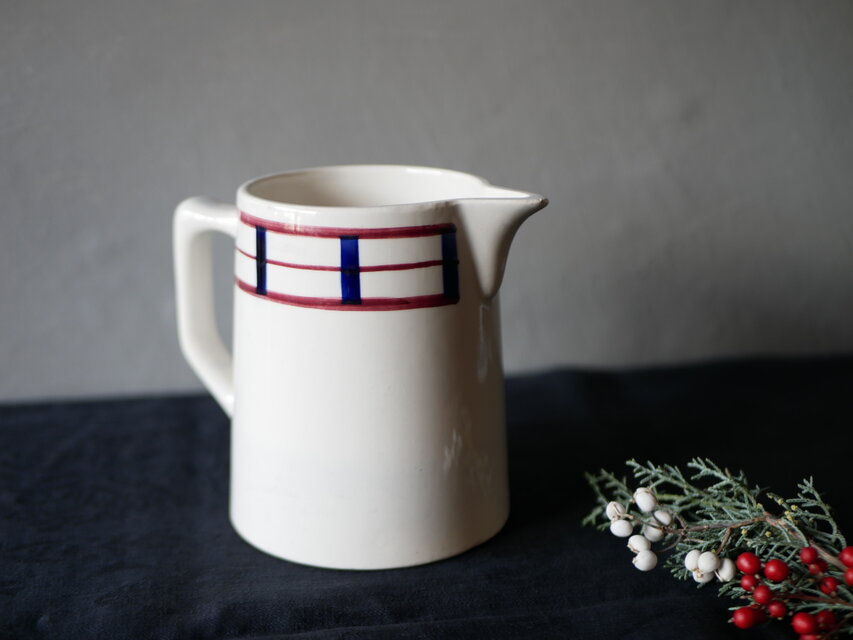 バスク柄　ピッチャー　フランスアンティーク　ブロカント　アンティークのある暮らし