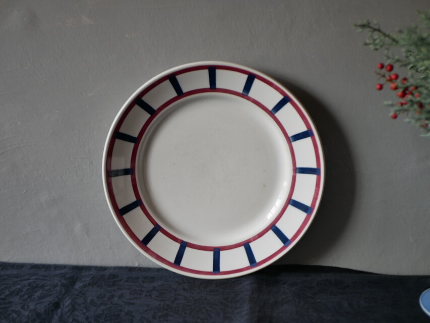 バスク柄　平皿　フランスアンティーク　ブロカント　アンティークのある暮らし