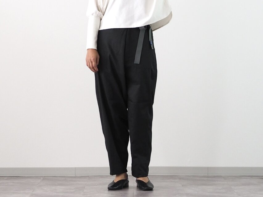 オールシーズン◎/ラップ風テーパードパンツ《ブラック》3丈から選べます。