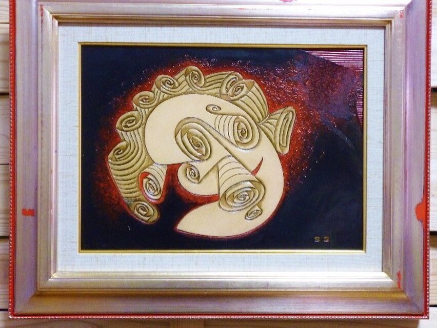 額縁　レア　アート作品 中川幸彦『森の妖精（シマエナガ）』アート額装 WSMサイズ 浮かし額