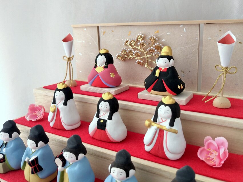 受注制作』【お雛様】 おひなさま 百花 十五人飾り 「松の木 屏風