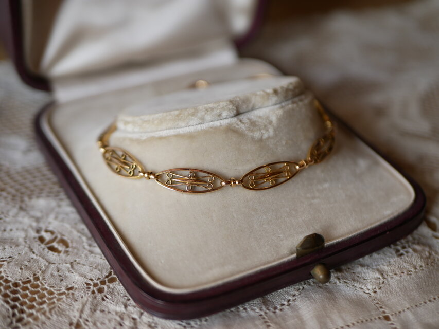 FB-07】フィリグリー K18 アンティークブレスレット アンティーク