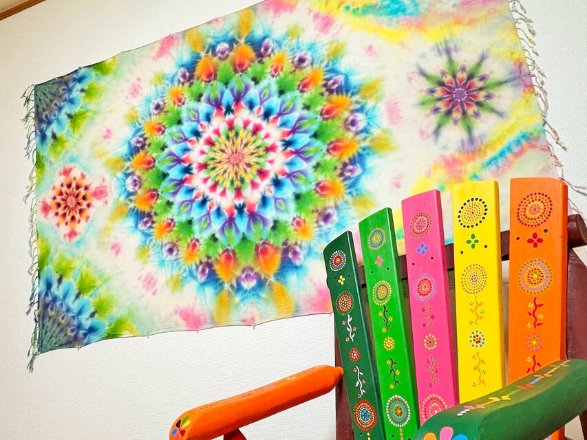 タイダイ タペストリー 曼荼羅 