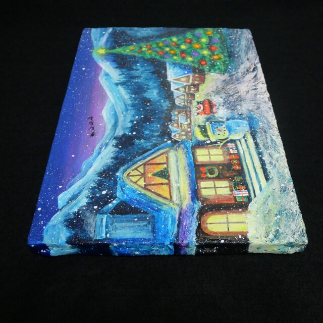 油絵【クリスマスイブの町】 | iichi 日々の暮らしを心地よくする