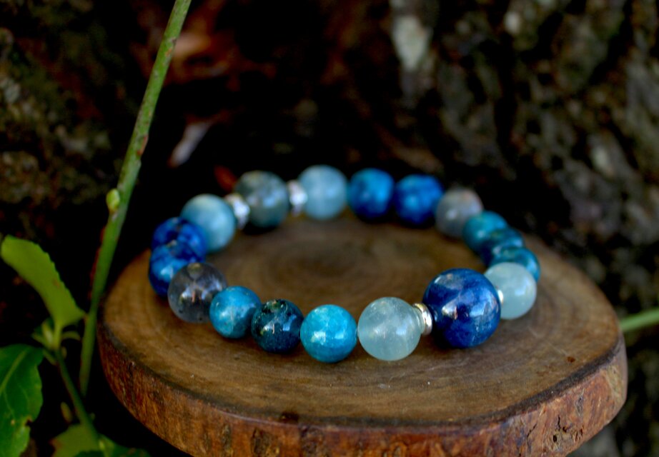 ブルーサファイア、レムリアンカルサイト、クアンタムクアトロ　恐れやトラウマを取り去り、知性、判断力、直感力、勇気、霊性を高める石