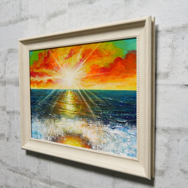 油絵【癒しの朝焼けの海】 | iichi 日々の暮らしを心地よくする