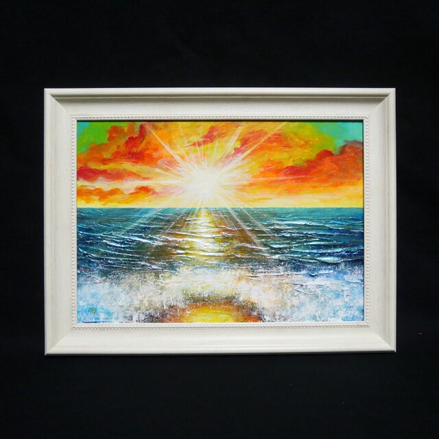 油絵【癒しの朝焼けの海】 | iichi 日々の暮らしを心地よくする