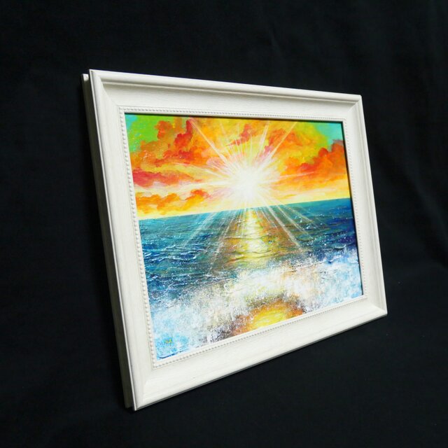 油絵【癒しの朝焼けの海】 | iichi 日々の暮らしを心地よくする