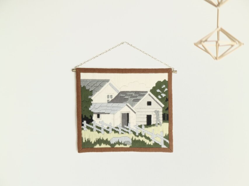 スウェーデンで見つけた手刺繍のタペストリー No.6192