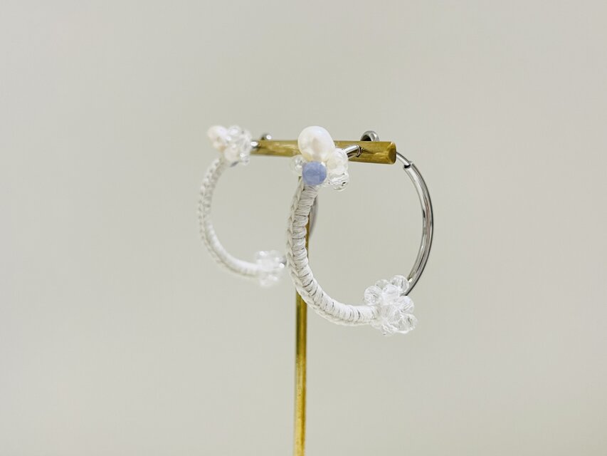 【ピアスに見えるイヤリング】タンザナイトと淡水パール　　金属ｱﾚﾙｷﾞｰ対応　e0シルバー