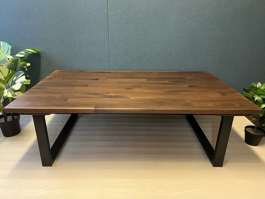 送料無料】 ローテーブル 長方形 120cm 70cm パイン こげ茶 アイアン