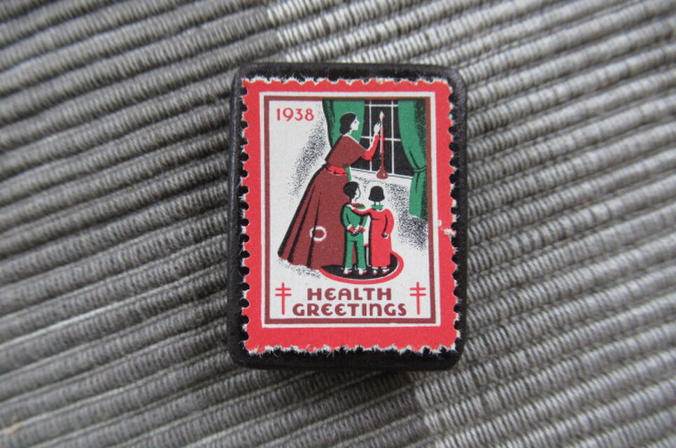 アメリカ　クリスマス複十字切手ブローチ10688