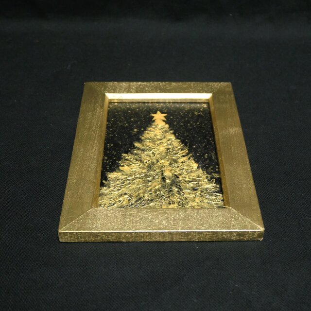 油絵 ミニ絵画【黄金クリスマスツリー】 | iichi 日々の暮らしを