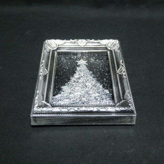 【銀色クリスマスツリー】絵画 油彩 油彩画 絵 油絵 油絵 ミニ絵画【銀色クリスマスツリー】 | iichi 日々の暮らしを