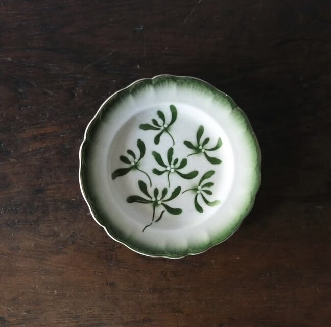 Badonviller ヤドリギ 宿り木 小皿 平皿 φ16.6cm ビンテージ フランス アンティーク 0502272