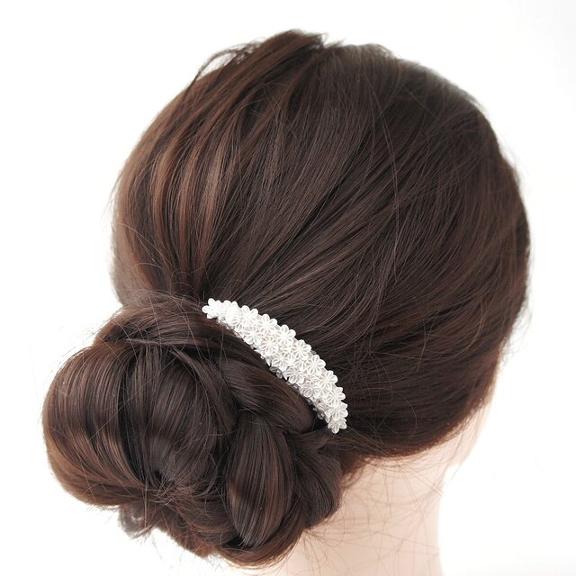 ヘアコーム 「 パールが輝く純白の花 」フォーマル 入学式 結婚式 七五三 着物 和装 ママ 母親  白色 髪飾り