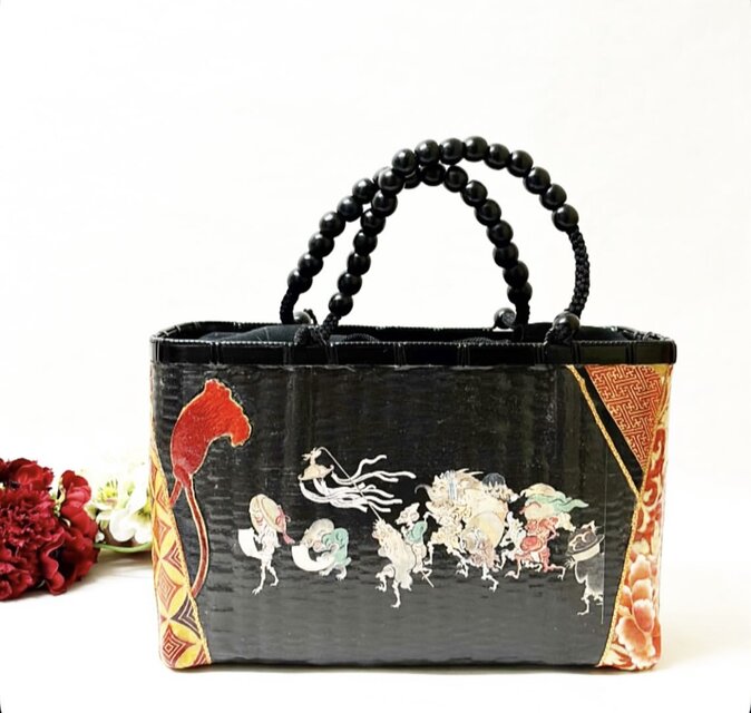 一閑張りバッグ（サイズ大） “百鬼夜行” 浮世絵