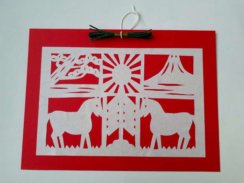 午年のお正月飾り　キリコ細工