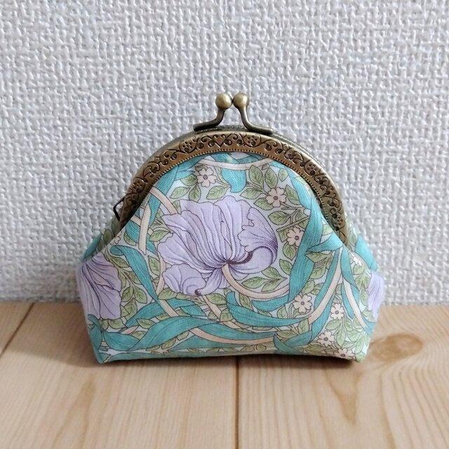 ウィリアムモリス　がま口ミニポーチ　コインケース　8.5cm口金　アクセサリーケース　ピンパネル　グラスラベンダー　522