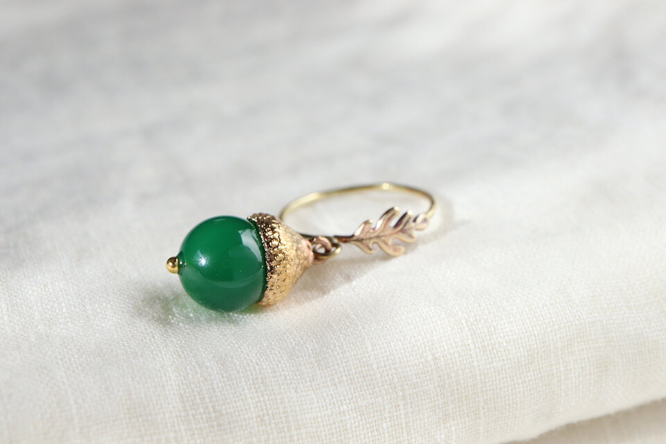 ドングリのリングリング[グリーンオニキス]