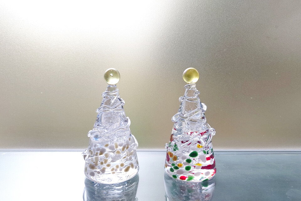 ガラスのクリスマスツリー　miniペアちゃん