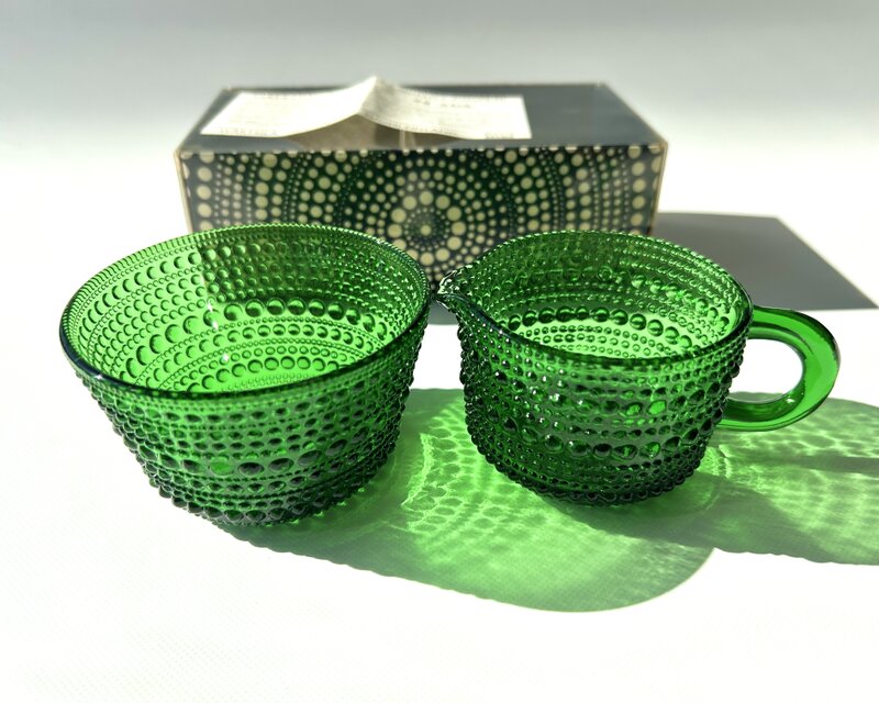 Nuutajarvi Oiva Toikka オイバ・トイッカ Kastehelmi  クリーマー&シュガーボウル  箱付