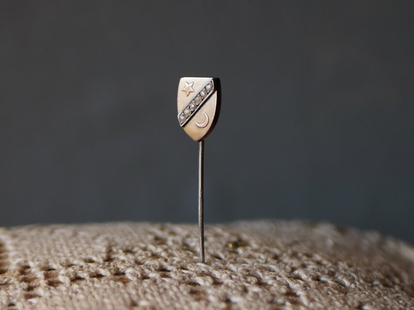 純銀製 月と星 ハットピン フランスアンティーク ヴィンテージ