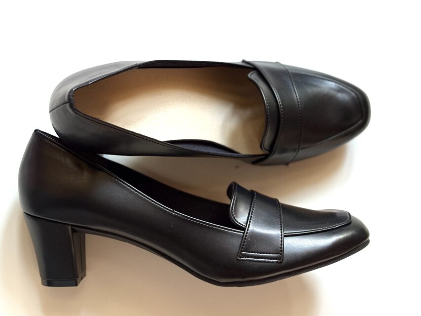 【ブラック／5.5cmヒール】痛くなりにくいローファーパンプス｜通勤・就活・冠婚葬祭・立ち仕事にも｜歩きやすい安定ヒール