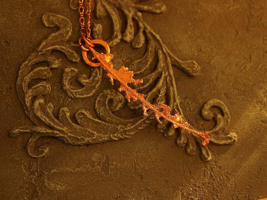 病葉＊エレクトロフォーミング＊銅＊真鍮ネックレ＊E-12