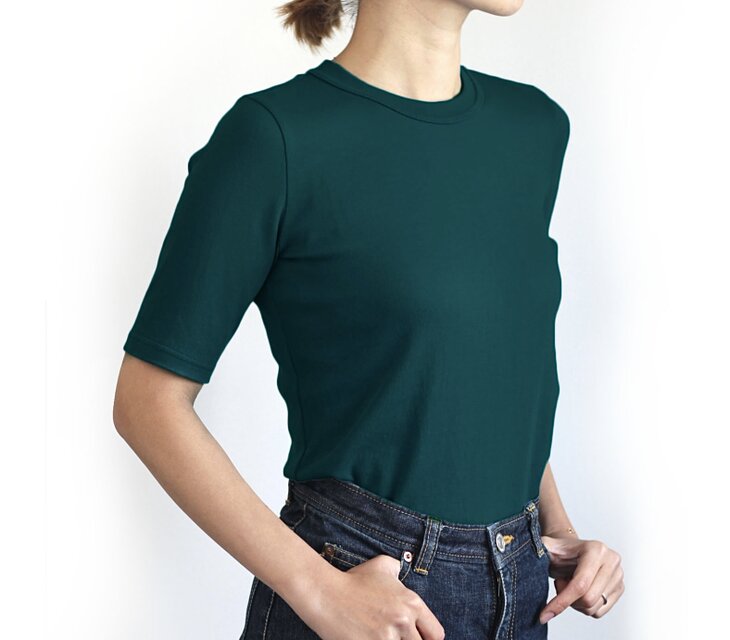 形にこだわった 大人の4分袖無地Tシャツ モスグリーン【カラー・サイズ展開有】